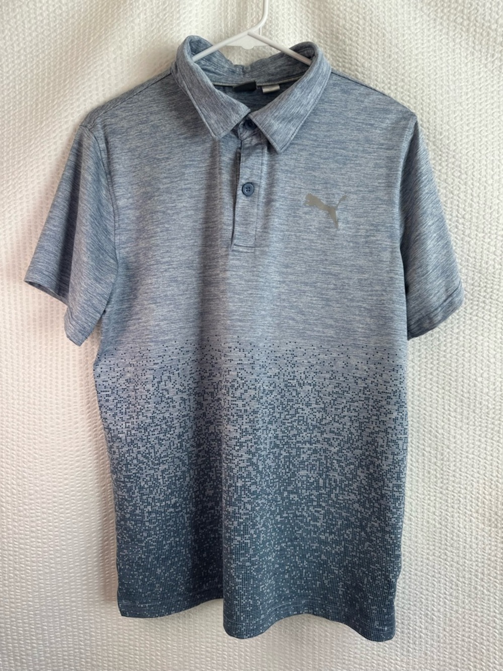 PUMA Blue Ombre Polo Shirt Boys XL 18-20 Short Sleeve Golf Performance Stretch